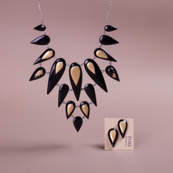 Комплект Украшений - Объёмное Колье - Чёрное Золото