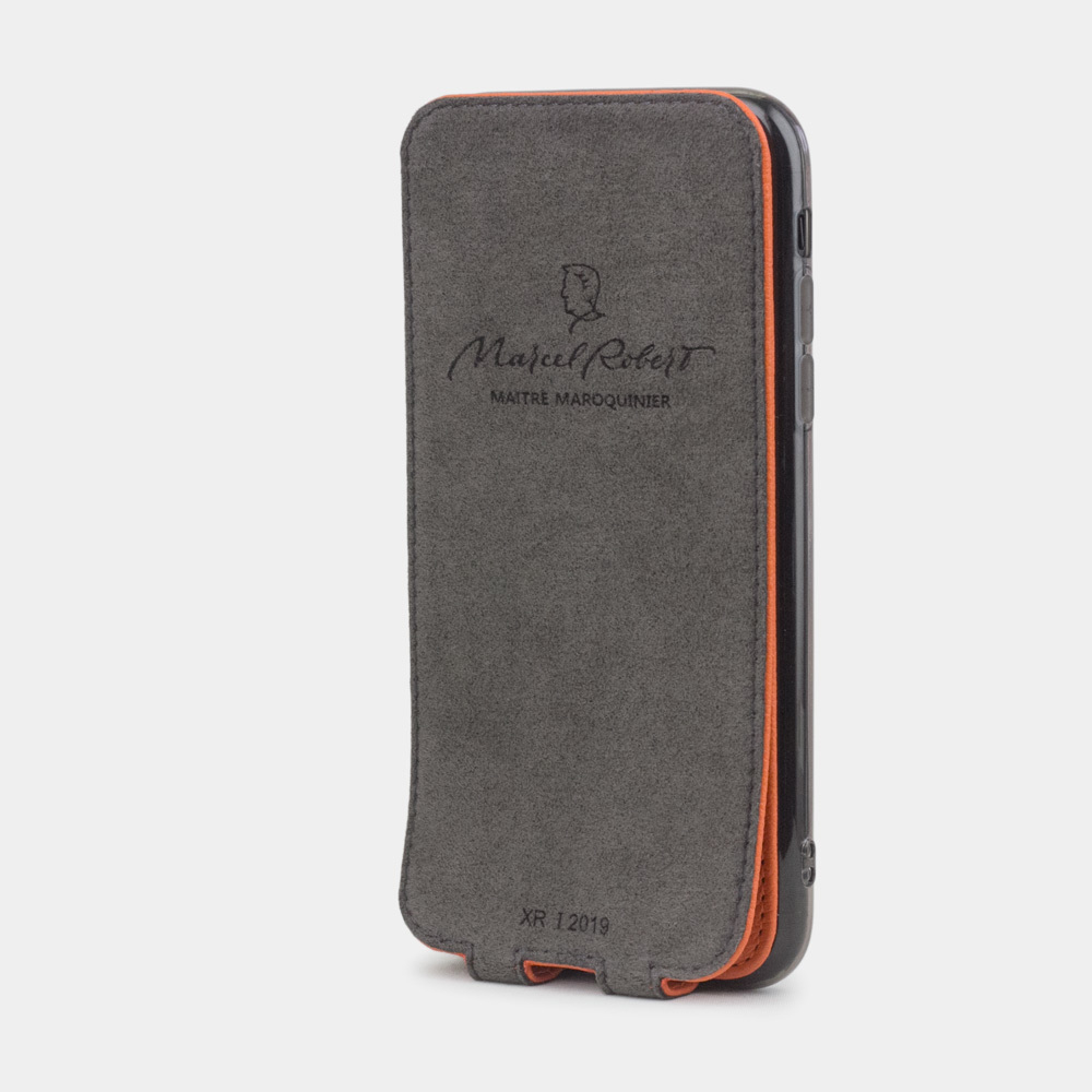 Чехол для iPhone XR из натуральной кожи теленка, оранжевого цвета