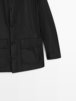 Massimo Dutti Парка с капюшоном, черный