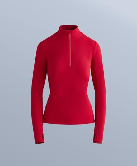 Oysho Термофутболка с застёжкой-молнией на половину длины, красный