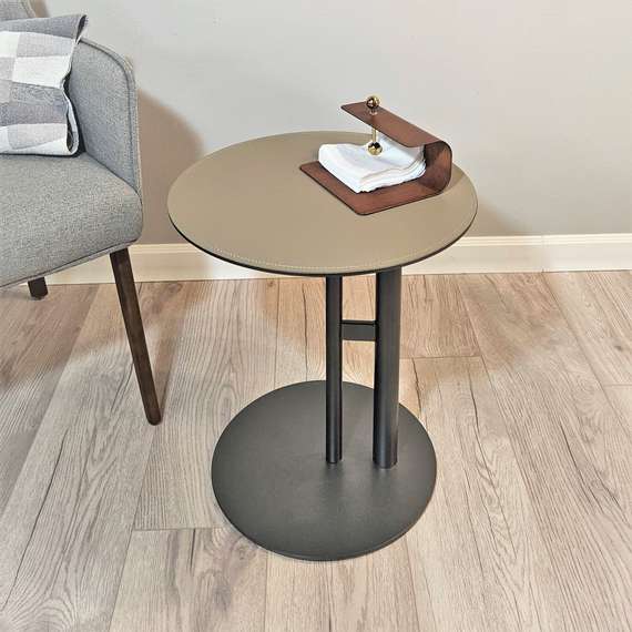 Стол журнальный 4488, Ø43х47 см, металл, экокожа