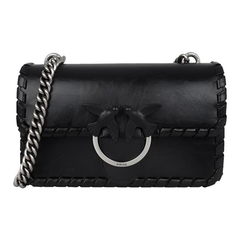 Сумка Pinko Love Twist Silver Chain Classic Cowhide Bird Swallow Bag Messenger Shoulder Bag Mini Women's Black, 1P21E9-Y5GB-Z99