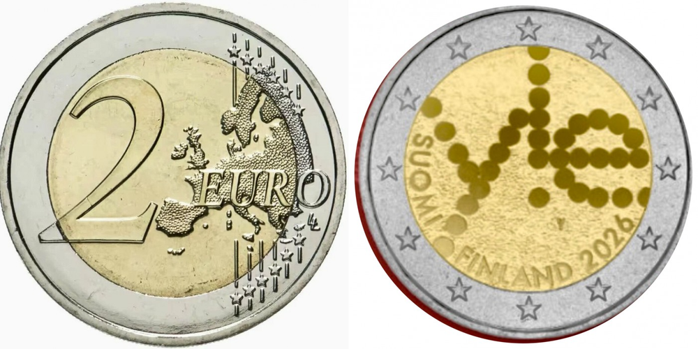 Финляндия 2 евро, 2026 100 лет Юлейсрадио UNC
