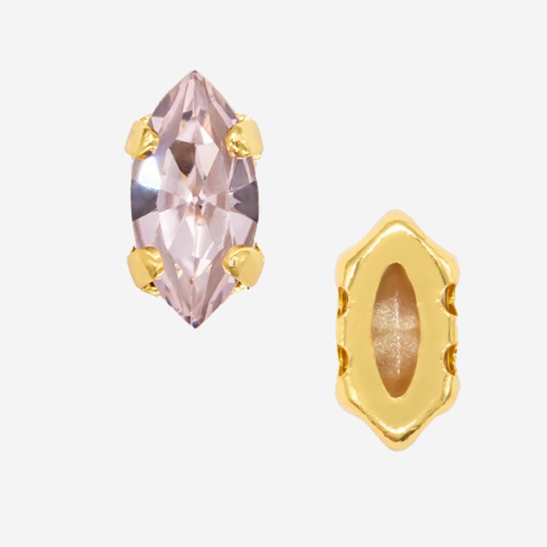 Кристалл Маркиз (Marquise Fancy Stone) в цапах, оттенок "Rose", 8*4мм, позолота