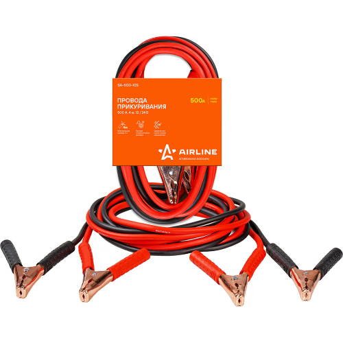 Провода для прикуривания автомобиля 500 А 4 м, 12/24В, морозостойкие провода SA-500-10S