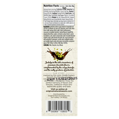 Original Natural Sweets, дубайский темный шоколад, 91 г (3,2 унции)