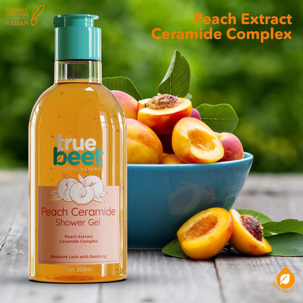 Керамидный гель для душа Truebeet Peach Body Wash с экстрактом персика для увлажнения и успокоения кожи – Для всех типов кожи | Без сульфатов и парабенов (350 мл)
