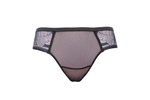 Трусики-бразилиана Glossy Iris с эффектом мерцания (Размер: 42) (Цвет: черный с розовым)