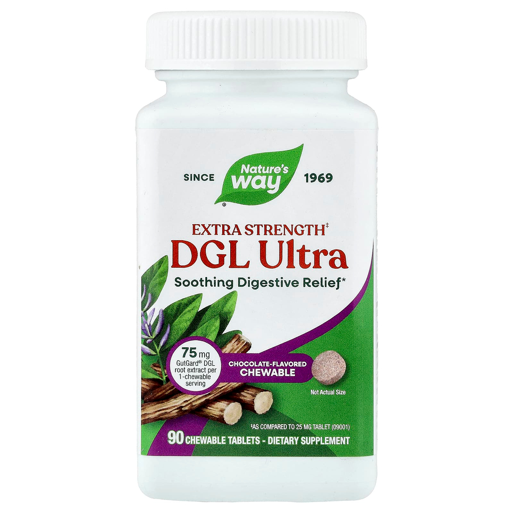 Nature's Way, DGL Ultra, с шоколадным вкусом, 90 жевательных таблеток