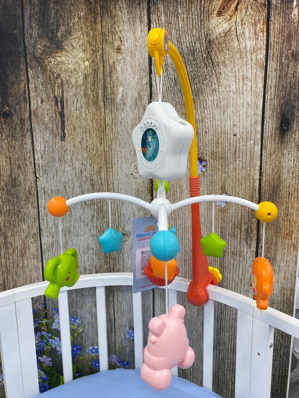 104344/Муз.карусель на кроватку "Elefantino" с проектором 2 мелодий,красный, в/к/HS0268607/12