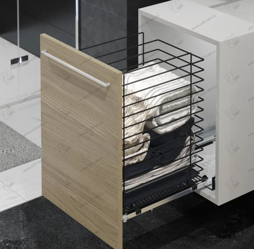 S-8053-A Корзина для белья в базу 400 мм, Starax, с нижним креплением, (340х470х550 мм), антрацит