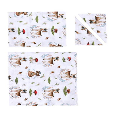 2006-139 Комплект пеленок 2х-слойный муслин 100*100, 50*70 (Лисичка и Оленёнок)