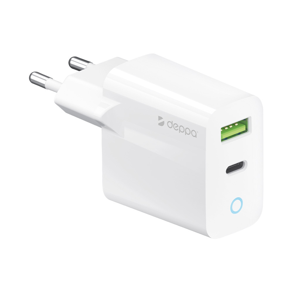 Сетевое зарядное устройство Wall Charger USB-C + USB-A, 20Вт ,PD, QC, белый