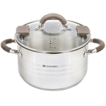 Кастрюля нерж, 3.9 л, с крыш, крышка стекло, Daniks, Нара, GS-01413HY-20CA-2, серебр, индукц