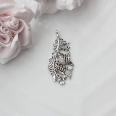 Подвеска с Перо, 42*20 мм, родий, П1001