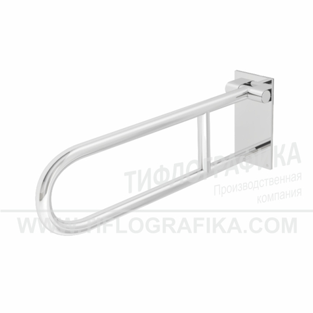 Поручень откидной опорный для санузла, со стопорным механизмом, без бумагодержателя, пристенный, нерж. сталь, 800x230 мм, D38 мм