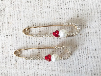 Булавки декоративные с жемчугом и стразами, р. 7х1,5 см