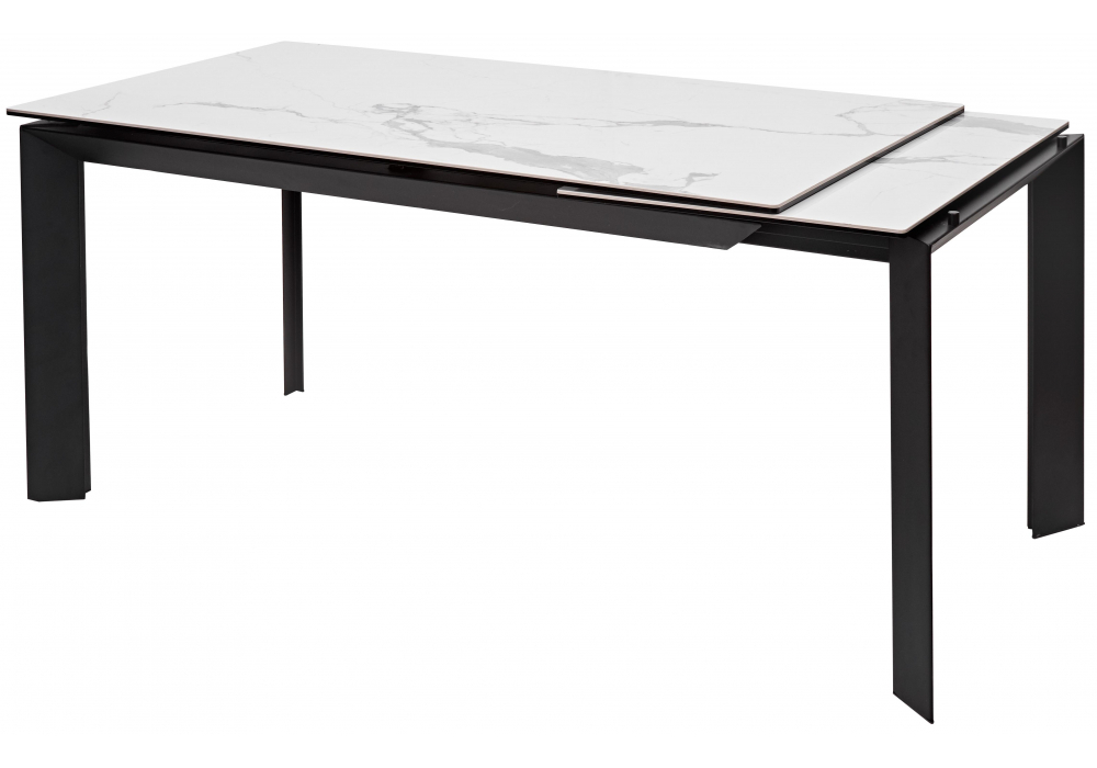 Керамический стол Woodville Cremona 140 matte statuario белый мрамор матовый, черный