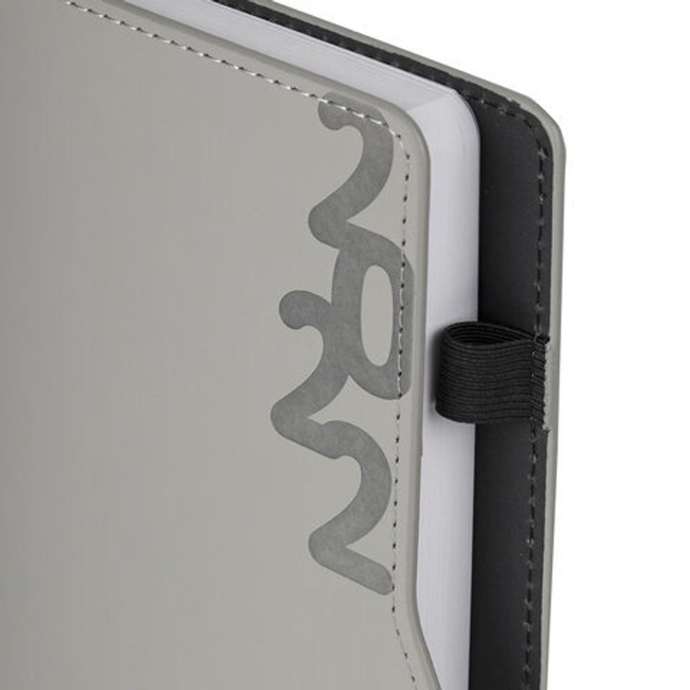 Ежедневник датированный 2022 А5 138x213 мм BRAUBERG "Up", под кожу, софт-тач, держатель для ручки, серый, 112807