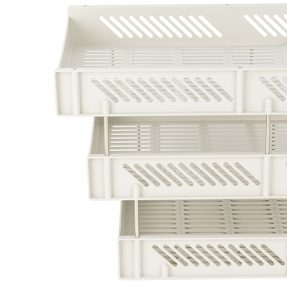 Лоток горизонтальный DELI, 3-х рядный,  пластик, серый