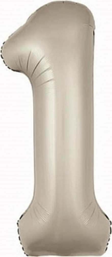 Шар (40''/102 см) Цифра, 1 Slim, Мистик, Кремовый, Сатин, 1 шт. в уп.