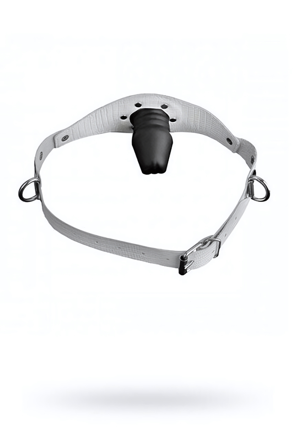 Кожаный кляп в виде фаллоса (Цвет: белый)