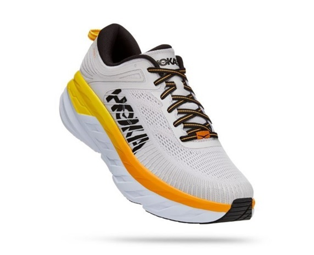 Кроссовки HOKA BONDI 7 Nimbus Cloud/Radiant Yellow арт. 1110518NCRY, белый, муж.