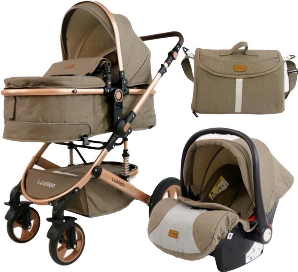 Детская коляска-трансформер 3 в 1 Luxmom 518W,с автолюлькой