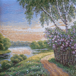 Декоративный гобеленовый чехол для интерьерной подушки Теплый вечер 38*38