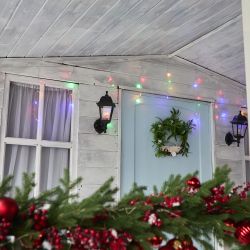 ULD-B12006-195-TTK MULTI IP44 Бахрома светодиодная с эффектом мерцания. 12м. Соединяемая. 195 светодиодов. Разноцветный свет. Провод прозрачный. ТМ Uniel