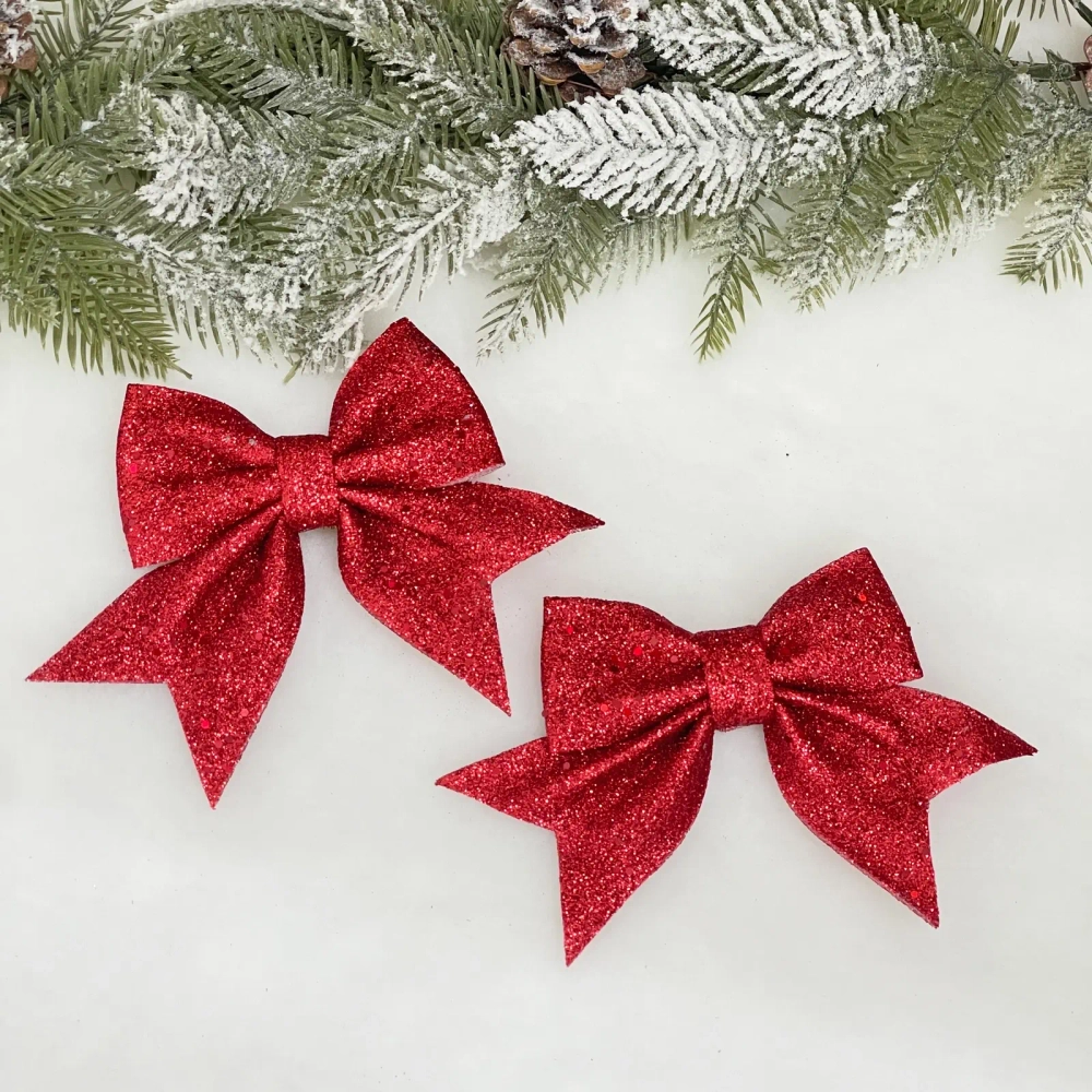 Бант на ёлку «Яркий праздник» 12*14 см (набор 2 шт), Красный