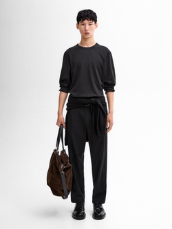 Massimo Dutti Футболка из смесового хлопка, черный