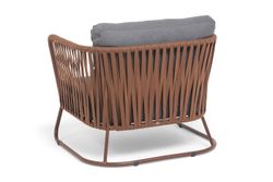 "Багамы" кресло плетеное из роупа, каркас алюминий коричневый (RAL8016) муар, роуп BZ23-ED31, ткань темно-серая 027