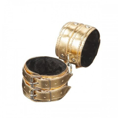 Золотые наручники из искусственной кожи (золотой) (Цвет: золотой)