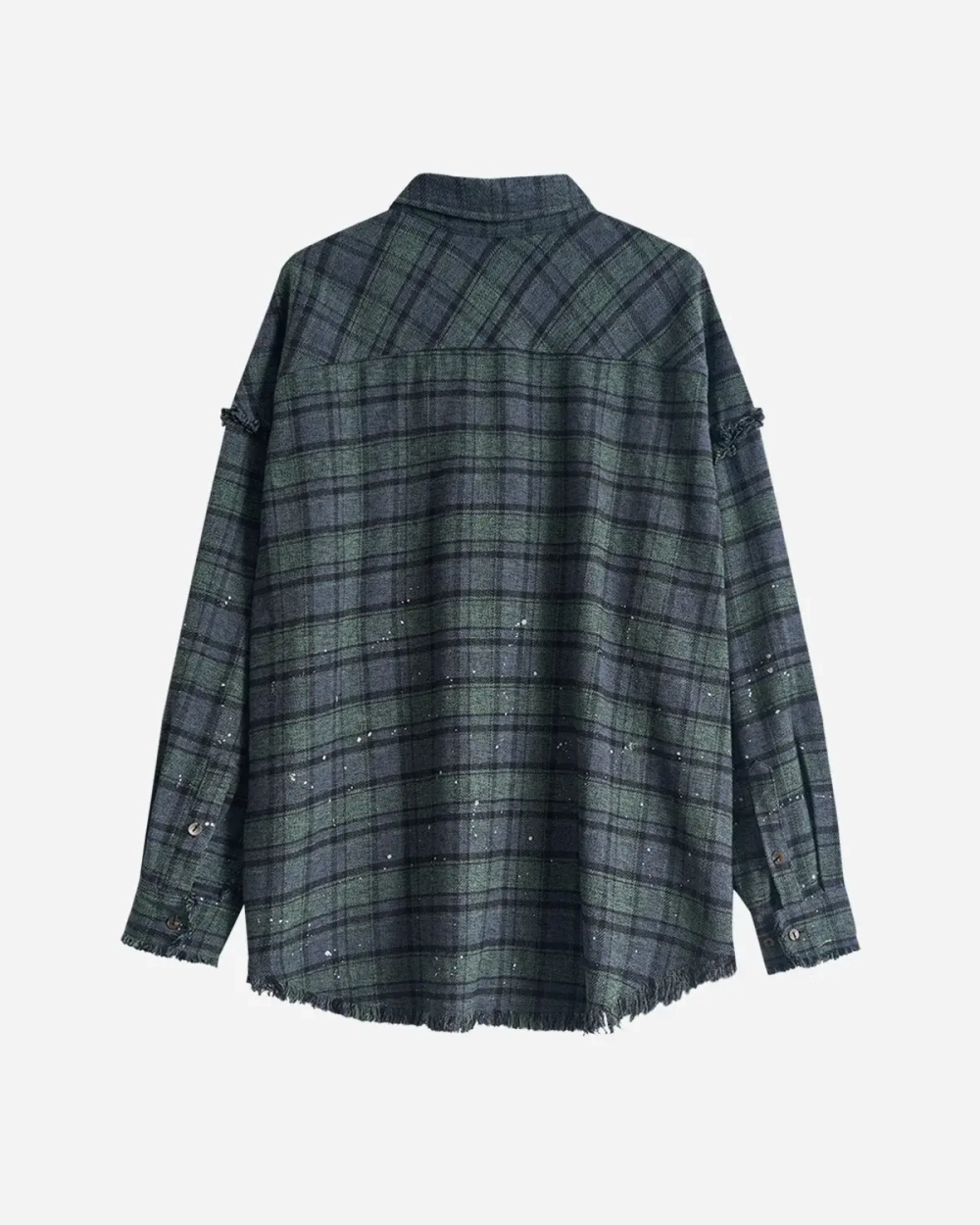 Рубашка в клетку с необработанным краем сине-зеленая