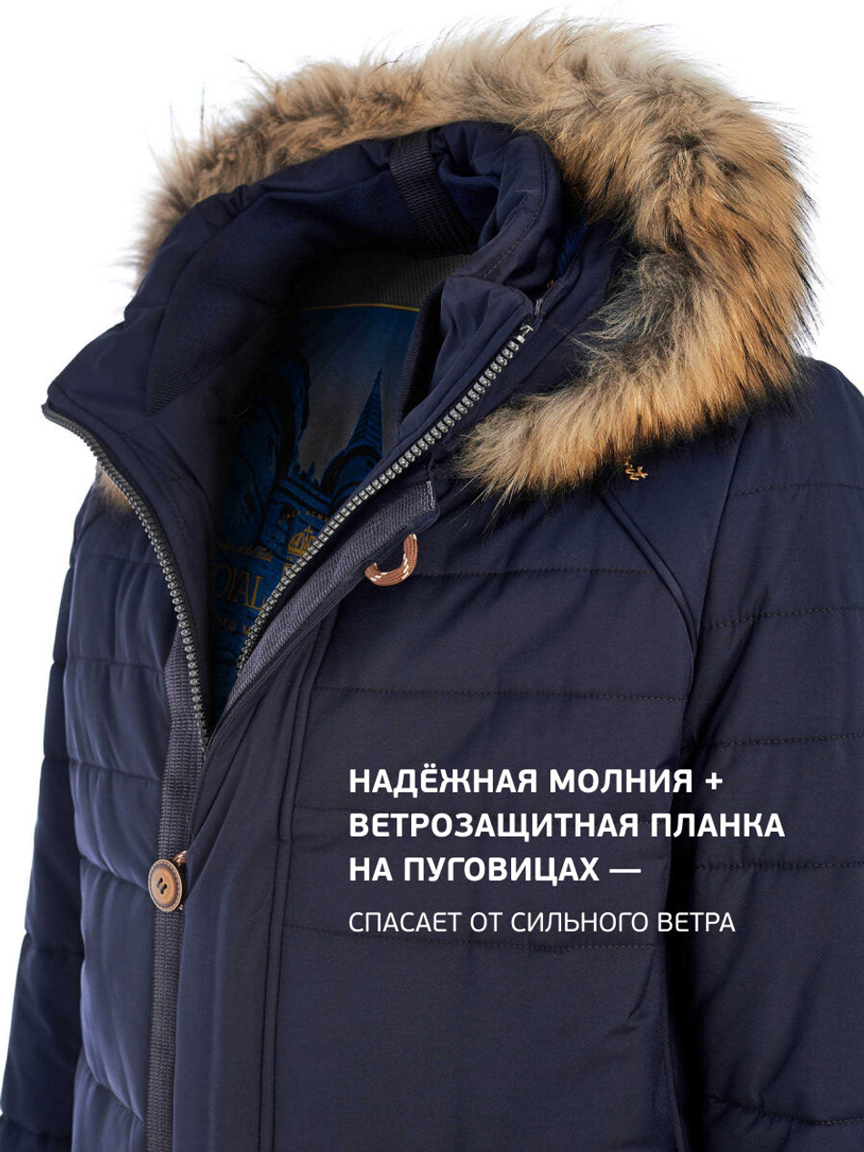 Длинная зимняя куртка из эластичной ткани на мембране с капюшоном