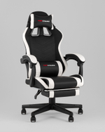 Кресло спортивное TopChairs Prophet с оттоманкой черно-белый