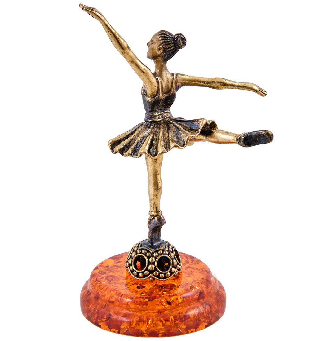 Народные промыслы AM-1547 Фигурка «Балерина» (латунь, янтарь)