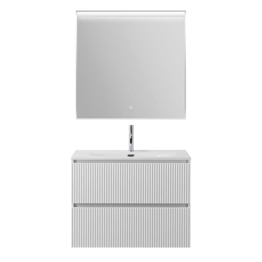 Тумба с раковиной подвесная BelBagno UNO-900-2C-SO-BO Bianco Opaco, раковина белая BB-8099-90