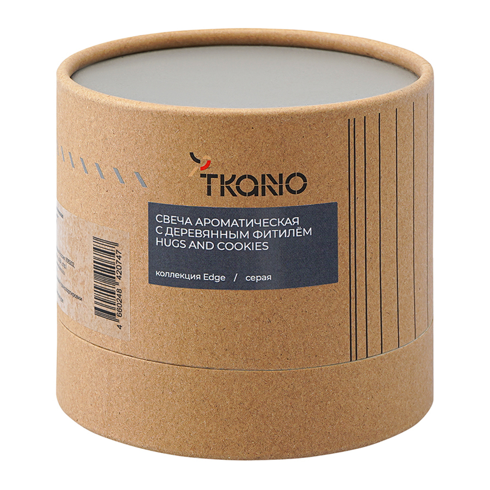 Свеча ароматическая с деревянным фитилём hugs and cookies из коллекции edge, серый, 60 ч