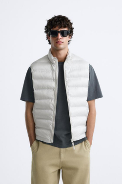 ZARA СТЕГАНЫЙ ЖИЛЕТ, СЕРЫЙ