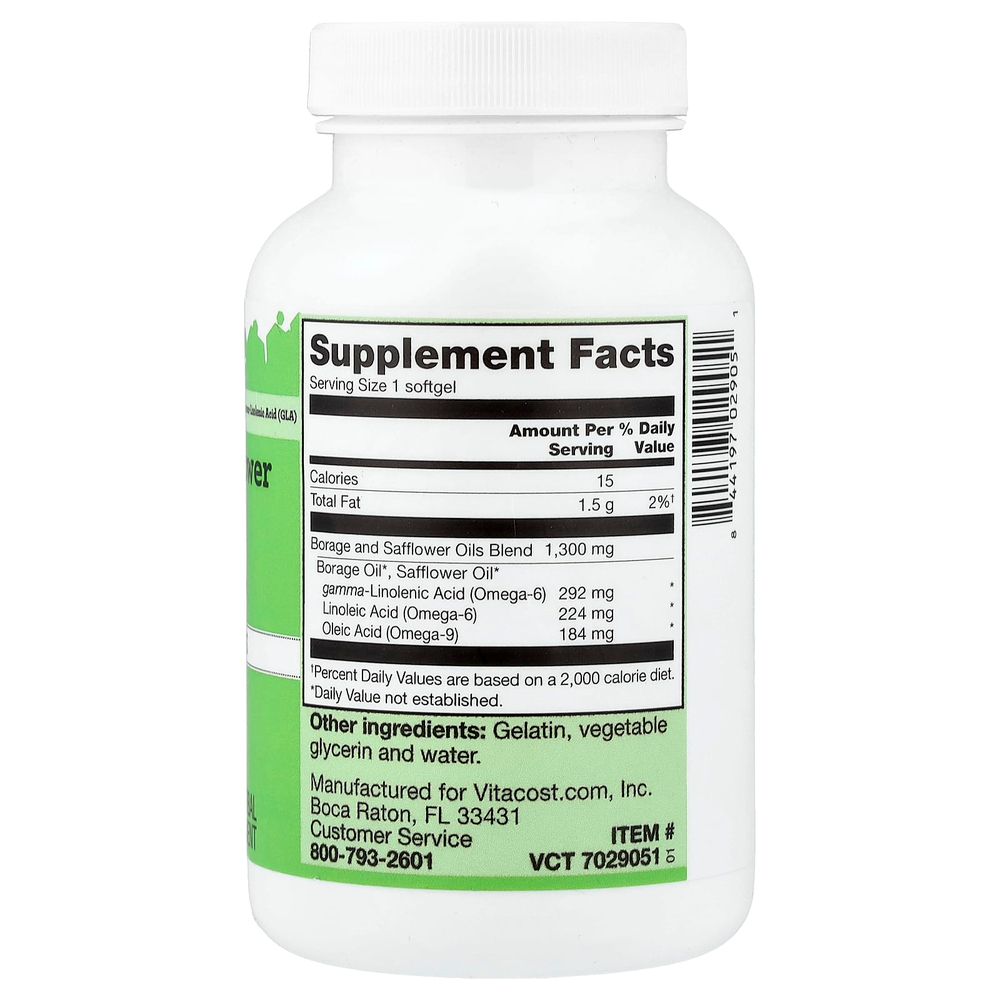 Vitacost, Borage and Safflower Oils Blend, 60 Softgels