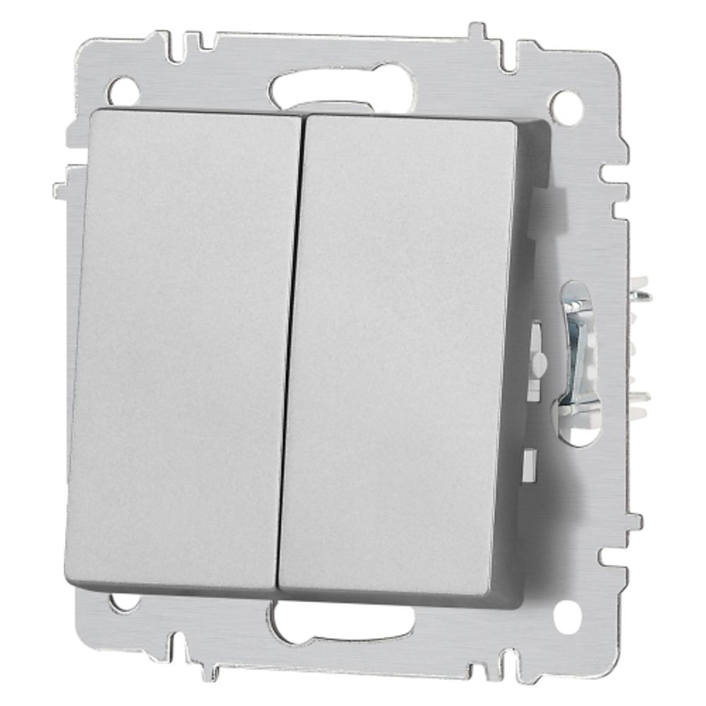 Выключатель Intro Accent 6-104-03 двойной, 10А-250В, IP20, СУ, AL/CU, алюминий