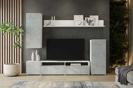 Гостиная Лира, ЛДСП Бетон/Белый. Горизонт