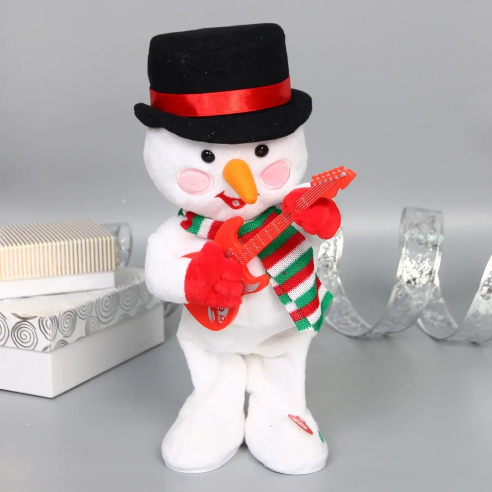 Музыкальная игрушка «Новогодний снеговик с гитарой» 14,5*20*40 см