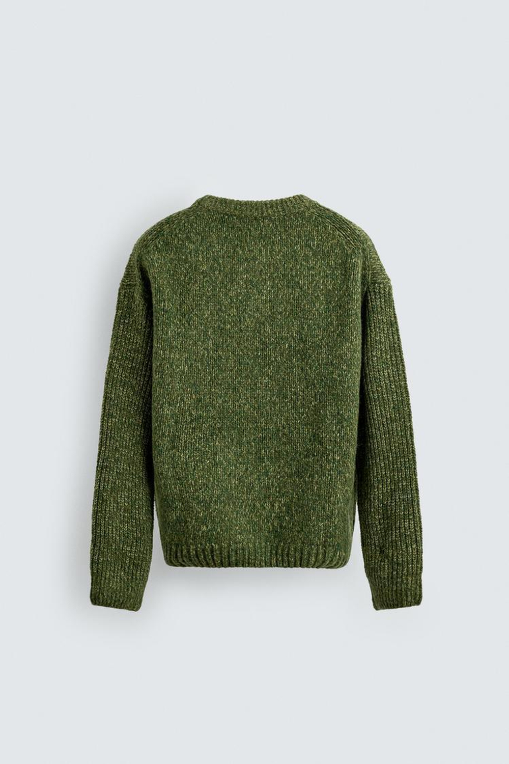 ZARA ОБЪЕМНЫЙ СВИТЕР С РЕЛЬЕФНЫМ УЗОРОМ ИЗ ВИСКОЗЫ, ЗЕЛЕНЫЙ