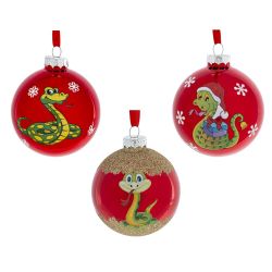 GAEM Украшение новогоднее "Шар со змейкой", D 8 см, L8 W8 H9 см, 3в.