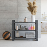 Стеллаж деревянный обувница 50 см для игрушек и для книг Альберт напольный, серый бейц / на балкон, для кухни, для рассады из массива сосны