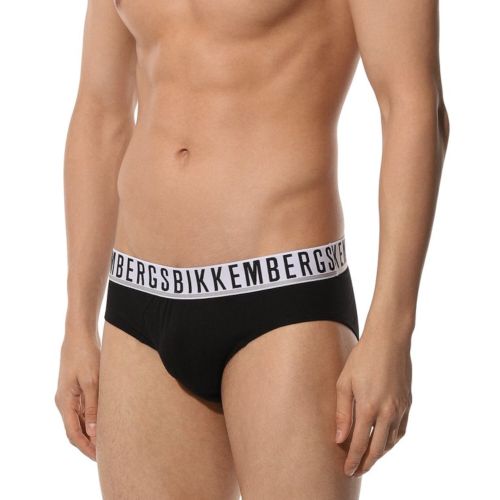 Мужские трусы брифы черные набор 2 в 1 Bikkembergs ESSENTIAL BKK1USP01BI/2