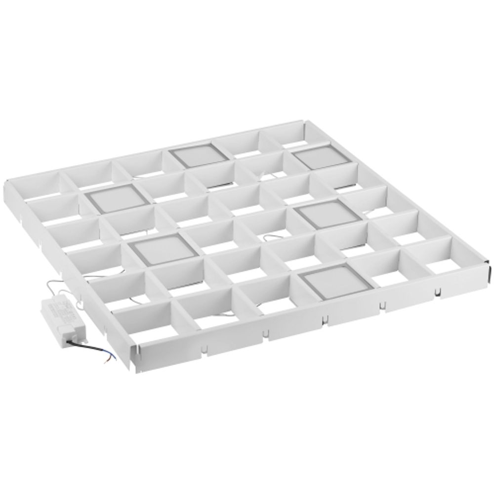 Светильник светодиодный ЭРА SPO-646-3-5K-S6 36Вт 5000К 3420Лм 89х89мм грильято 100х100 домино металлик 6 кубиков драйвер | Светильники с внутренним драйвером